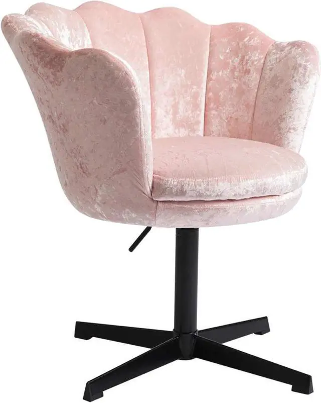 Main image of Impressions Vanity Chair with Seashell Design Backrest, Melissa 360 degree Swivel Cute Desk Chair, Adjustable Height Cushioned Seat Makeup Chair for Bedroom, Living Room (Pink Crushed Velvet)
