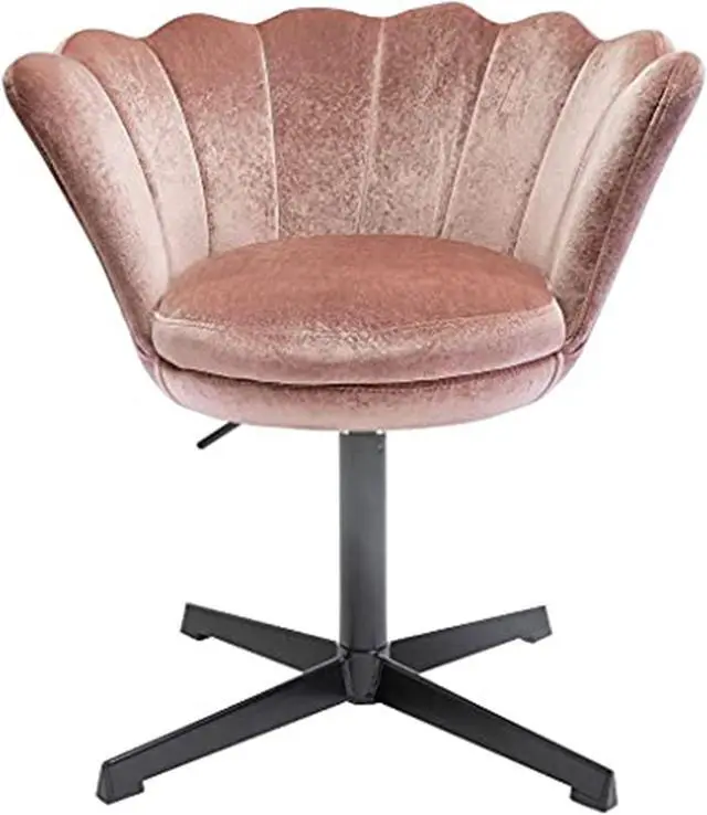 Main image of Impressions Vanity Chair with Seashell Design Backrest, Melissa 360 degree Swivel Cute Desk Chair, Adjustable Height Cushioned Seat Makeup Chair for Bedroom, Living Room (Pink Velvet)