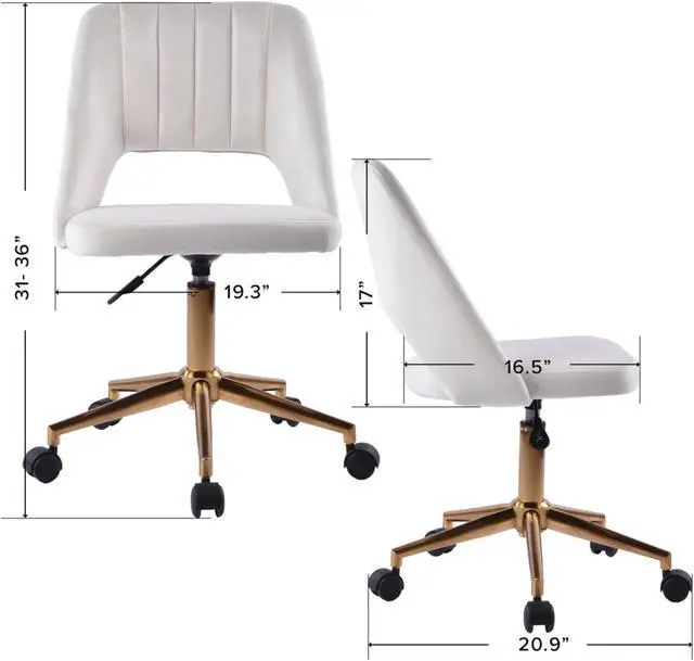 Alt view image 2 of 5 - Impressions Vanity Maya Swivel Vanity Chair with 360 Degree Rotation, Modern Makeup Desk Seat with Adjustable Height and Wheels Base for Office (White)