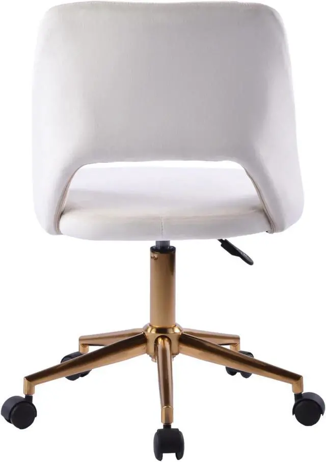 Alt view image 5 of 5 - Impressions Vanity Maya Swivel Vanity Chair with 360 Degree Rotation, Modern Makeup Desk Seat with Adjustable Height and Wheels Base for Office (White)