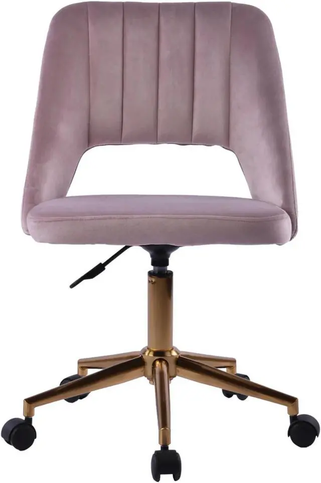 Main image of Impressions Vanity Maya Swivel Vanity Chair with 360 Degree Rotation, Modern Makeup Desk Seat with Adjustable Height and Wheels Base for Office (Pink)