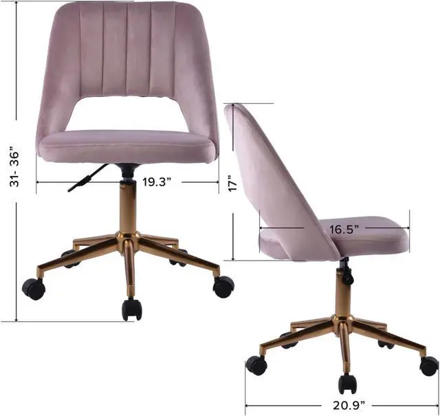 Alt view image 2 of 5 - Impressions Vanity Maya Swivel Vanity Chair with 360 Degree Rotation, Modern Makeup Desk Seat with Adjustable Height and Wheels Base for Office (Pink)