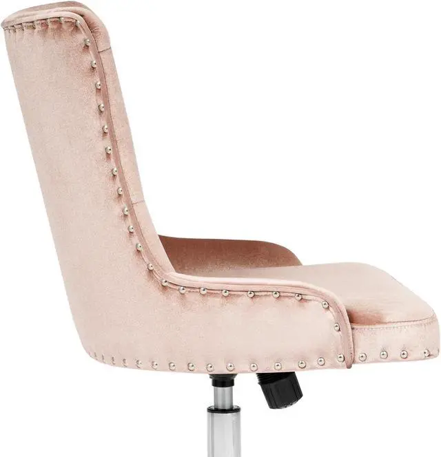 Alt view image 3 of 5 - Impressions Vanity Raven Tufted Vanity Chair with 360 Degrees Swivel, Armless Cushion Seat with Adjustable Height and Wheelbase (New Pink)