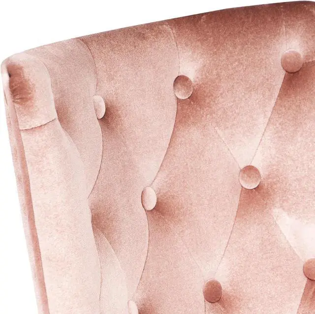 Alt view image 2 of 5 - Impressions Vanity Raven Tufted Vanity Chair with 360 Degrees Swivel, Armless Cushion Seat with Adjustable Height and Wheelbase (New Pink)