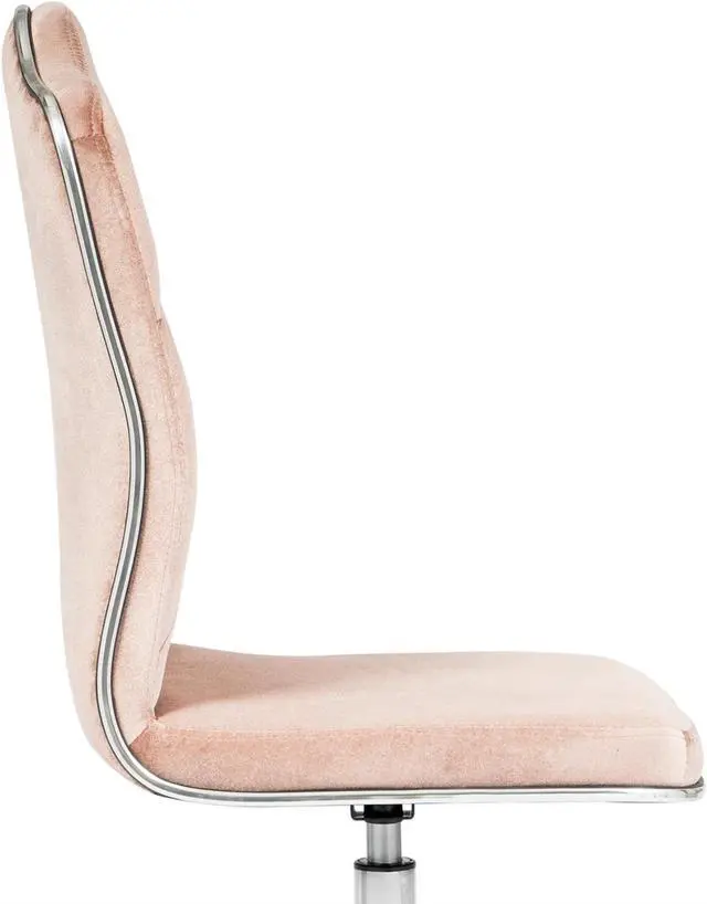 Alt view image 4 of 4 - Impressions Vanity Royal Tufted Vanity Chair with 360 Degree Swivel, Button Cushioned Seat with Adjustable Height and Wheelbase (New Pink)