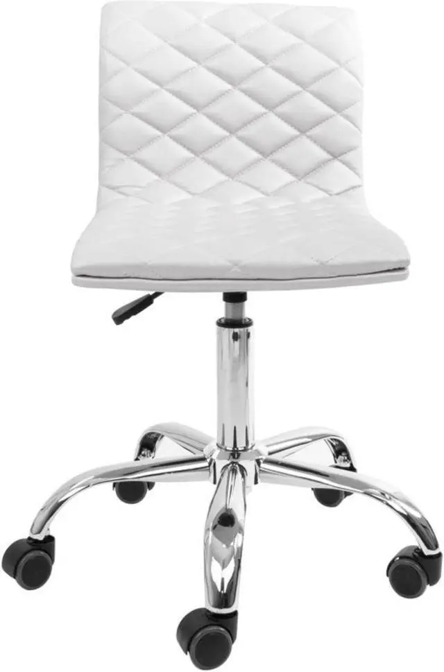Alt view image 3 of 3 - Impressions Vanity Chair Eliza Diamond Quilted with 360 Degrees Swivel, Tufted Seat with Adjustable Height and 5 Non Marking Casters (White Velvet)