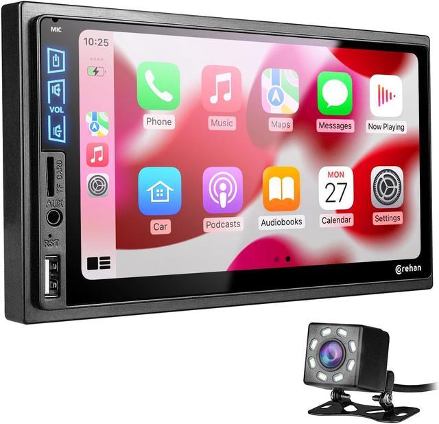 Double Din Car Stereo, in-Dash Car Radio with Apple CarPlay/Android Auto  Bluetooth 7 Inch HD Touchscreen Auto Radio with Backup Camera, FM/Mirror