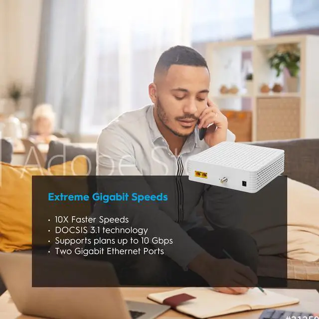 Alt view image 7 of 8 - Hitron DOCSIS 3.1 Cable Modem (DOCSIS 3.1 Modem), 6 Gbps Max Speed | Approved for Comcast Xfinity Gigabit and Charter Spectrum | White (1 Gbps Ethernet Port)| CODA