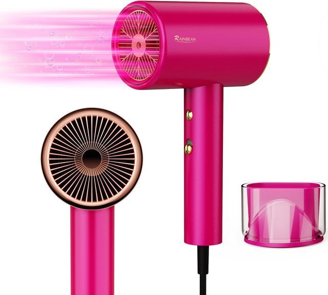 Water Ionic Hair Dryer, RAINBEAN 1800W Travel Hair Dryer with Magnetic  Nozzle, 2 Speed and 3 Heat Settings, Low Noise Fast Drying Hair Dryer for  Home, Travel, Pink Hair Dryers 