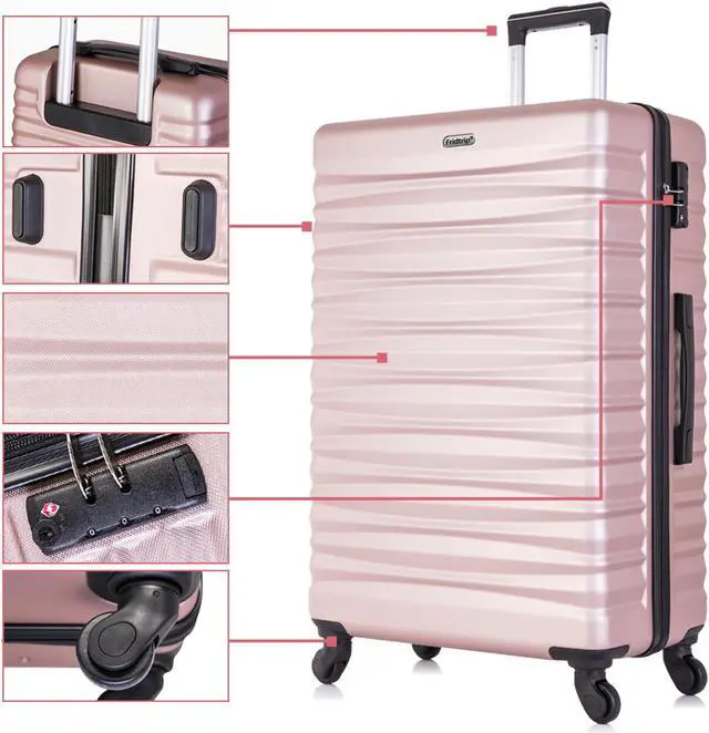 Alt view image 2 of 7 - 4 PCS Luggage Sets TSA Lock Hardshell Luggage with Spinner Wheels Carry On Suitcases Champagne Rose Gold