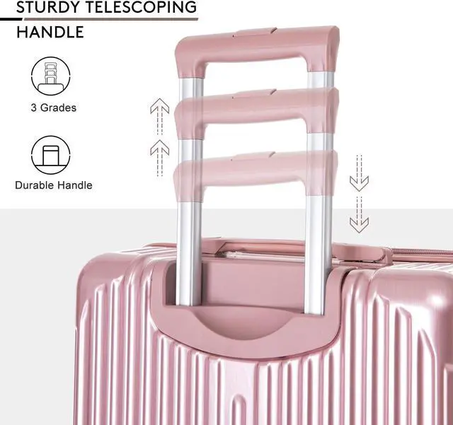 Alt view image 3 of 7 - 4 Piece Luggage Set with Spinner Wheels ABS hardshell Luggage Carry on Suitcase, Lightweight 16" 20" 24" 28" (Rose Gold)