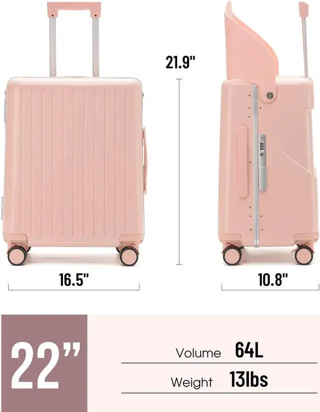 Alt view image 5 of 7 - Apelila Hardside 22- Inch Luggage with Child Seat, Lockable 4- Spinner Wheels with TSA Approved Lock Travel Suitcase with Seat for Kids in 2-15 Years