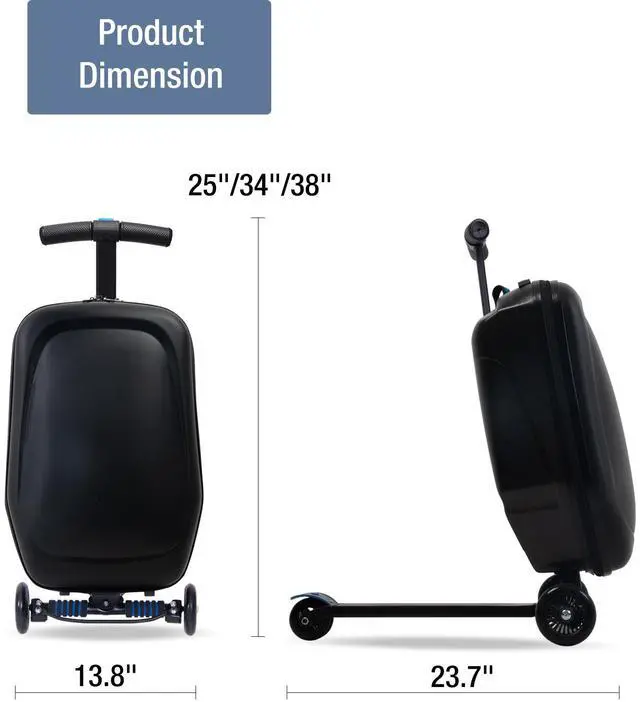 Alt view image 7 of 7 - Scooter Luggage for Kids,Foldable Carry on Kids Suitcase,Lightweight Ride On Scooter Suitcase