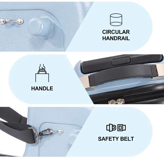 Alt view image 5 of 7 - Apelila 22 inch Ride on Suitcase for Kids Travel Trolley Luggage with Spinner Wheels for Child with Combination Lock/Safety Belt/Telescoping Handle Blue