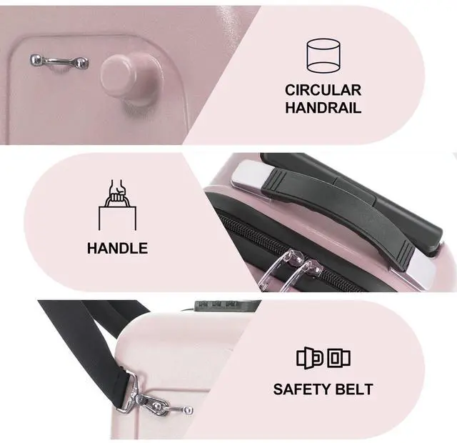 Alt view image 5 of 7 - Apelila 22 inch Ride on Suitcase for Kids Travel Trolley Luggage with Spinner Wheels for Child with Combination Lock/Safety Belt/Telescoping Handle Pink