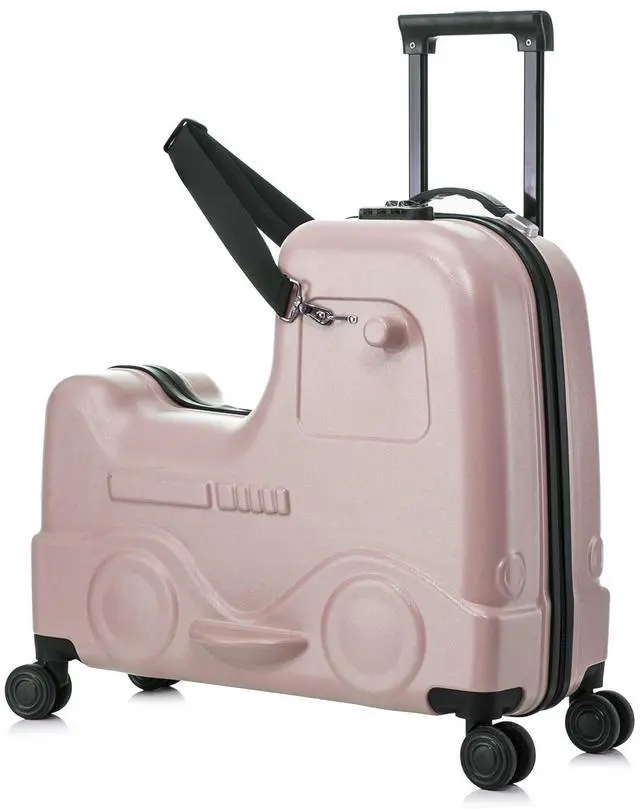 Main image of Apelila 22 inch Ride on Suitcase for Kids Travel Trolley Luggage with Spinner Wheels for Child with Combination Lock/Safety Belt/Telescoping Handle Pink