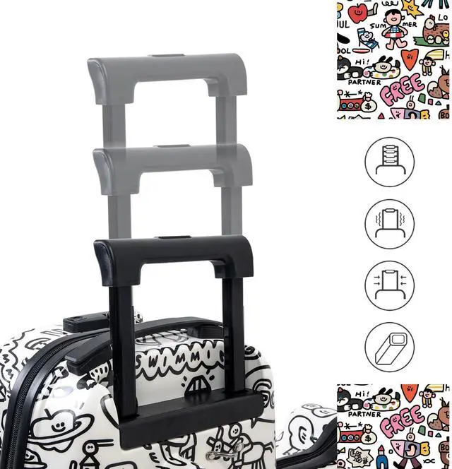 Alt view image 4 of 7 - Apelila 22 inch Ride on Suitcase for Kids Travel Trolley Luggage with Spinner Wheels for Child with Combination Lock/Safety Belt/Telescoping Handle DIY Coloring