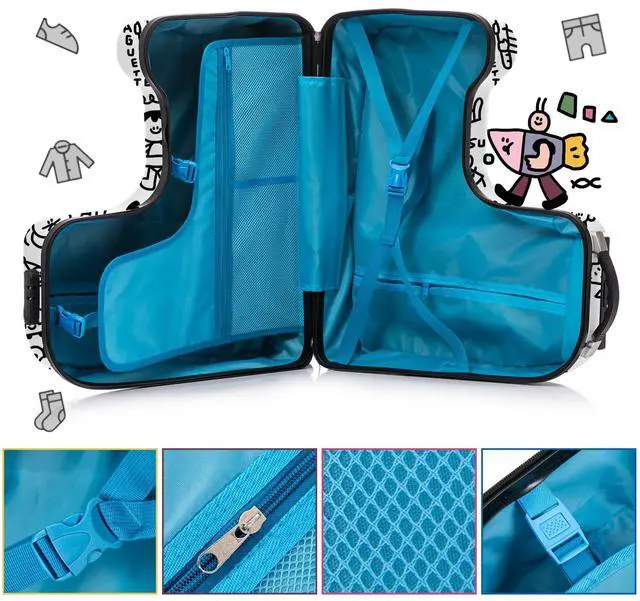 Alt view image 7 of 7 - Apelila 22 inch Ride on Suitcase for Kids Travel Trolley Luggage with Spinner Wheels for Child with Combination Lock/Safety Belt/Telescoping Handle DIY Coloring