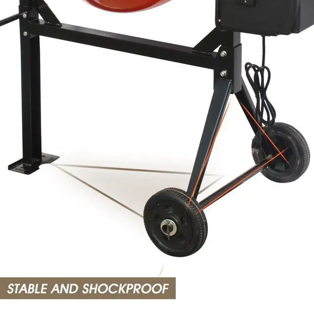 Alt view image 6 of 7 - Oarlike 5.0 Cubic Ft Concrete Mixer, 4/5HP 600W Electric Cement Mixer Machine for Stucco with Wheel and Stand,Cement Mixing Tools for Mortar, Stucco and Fodder