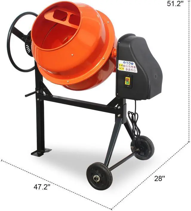 Alt view image 7 of 7 - Oarlike 5.0 Cubic Ft Concrete Mixer, 4/5HP 600W Electric Cement Mixer Machine for Stucco with Wheel and Stand,Cement Mixing Tools for Mortar, Stucco and Fodder