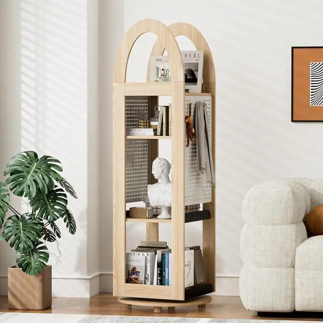 Main image of 360° Rotating Bookshelf Tall
Solid Wood Bookcase With 4 Tier Floor Standing Storage
Corner Book Shelf for Small Space Office Bedroom Study Room Living Room