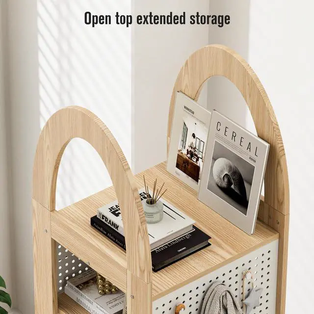 Alt view image 7 of 7 - 360° Rotating Bookshelf Tall
Solid Wood Bookcase With 4 Tier Floor Standing Storage
Corner Book Shelf for Small Space Office Bedroom Study Room Living Room