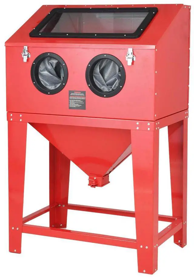 Main image of 90 Gallon Sandblasting Cabinet with 1.8 Gallon Dust Collector  Heavy Duty Blast Cabinet with LED Lights, Blasting Gun & 4 Nozzles, Floor Stand for Paint & Rust Removal, Industrial Sand Blaster