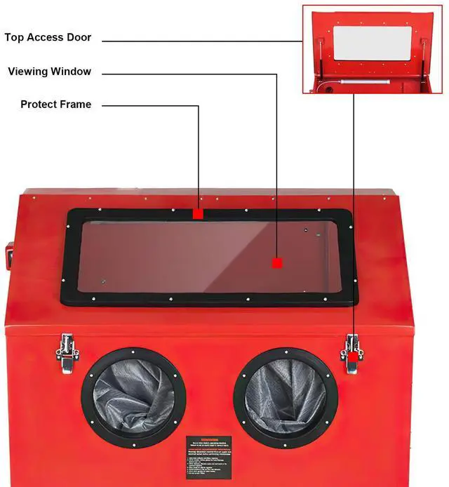 Alt view image 5 of 7 - 90 Gallon Sandblasting Cabinet with 1.8 Gallon Dust Collector  Heavy Duty Blast Cabinet with LED Lights, Blasting Gun & 4 Nozzles, Floor Stand for Paint & Rust Removal, Industrial Sand Blaster