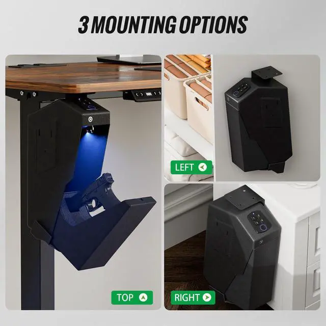 Alt view image 5 of 7 - Biometric Pistol Safe LED Light,Quick Access Security Safe with Fingerprint 4-button Backlit Keypad,Auto Open Hidden Hand GunSafe for Bedside Home Nightstand Vehicle Desk (1 GUN)