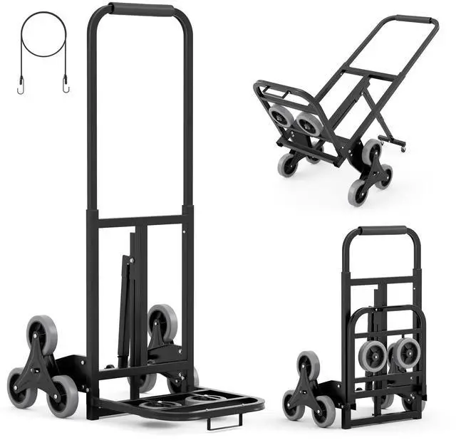 Main image of Stair Climbing Dolly Cart with 330 lbs Capacity, Heavy Duty Stair Climber Cart with Rope and Telescoping Handle, Foldable Hand Truck with Wheels for Shopping, Moving