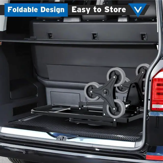 Alt view image 6 of 7 - Stair Climbing Dolly Cart with 330 lbs Capacity, Heavy Duty Stair Climber Cart with Rope and Telescoping Handle, Foldable Hand Truck with Wheels for Shopping, Moving