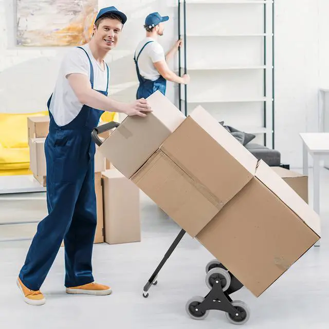 Alt view image 7 of 7 - Stair Climbing Dolly Cart with 330 lbs Capacity, Heavy Duty Stair Climber Cart with Rope and Telescoping Handle, Foldable Hand Truck with Wheels for Shopping, Moving