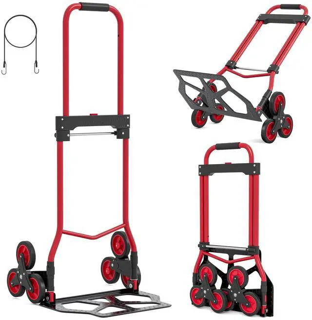 Main image of Stair Climbing Dolly Cart with 220 lbs Capacity, Stair Climber Cart with Rope and Telescoping Handle, Foldable Hand Truck with Wheels for Shopping, Moving