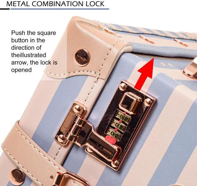 Alt view image 6 of 7 - Apelila 2 Piece Vintage Luggage Set (Pink, 20"+12") PU Leather Luggage with Spinner Wheels, Lightweight Suitcase for Travel Creamy Blue