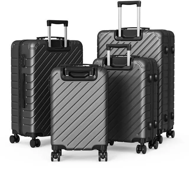 Alt view image 2 of 7 - Apelila 4 Piece Hardshell Luggage Sets,Travel Suitcase,Carry On Luggage with Spinner Wheels Free Cover&Hanger Inside Black