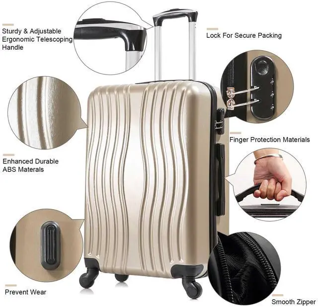 Alt view image 3 of 7 - 4 Piece Hardshell Luggage Set (18", 20", 24", 28") w/ Corner Guards  Lightweight Nestable Family Suitcases, 360° Wheels & Wet-Dry Compartment