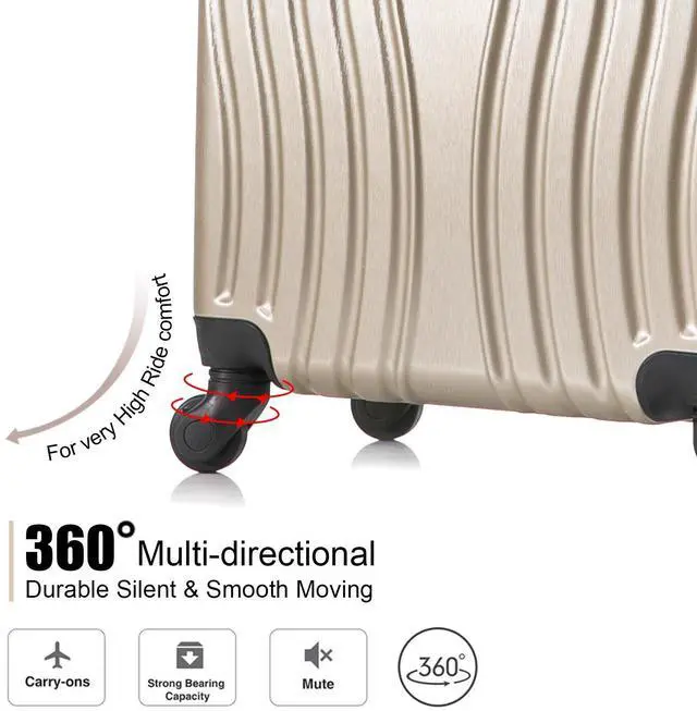 Alt view image 4 of 7 - 4 Piece Hardshell Luggage Set (18", 20", 24", 28") w/ Corner Guards  Lightweight Nestable Family Suitcases, 360° Wheels & Wet-Dry Compartment