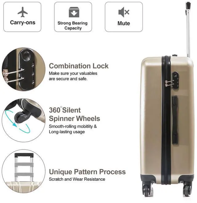 Alt view image 2 of 7 - 4 Piece Hardshell Luggage Set (18", 20", 24", 28") w/ Corner Guards  Lightweight Nestable Family Suitcases, 360° Wheels & Wet-Dry Compartment