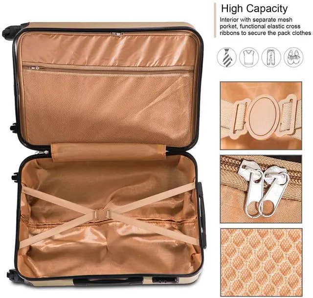 Alt view image 5 of 7 - 4 Piece Hardshell Luggage Set (18", 20", 24", 28") w/ Corner Guards  Lightweight Nestable Family Suitcases, 360° Wheels & Wet-Dry Compartment