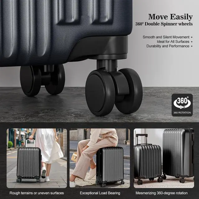 Alt view image 3 of 7 - Apelila 4PC 18-28 Inch Hardshell Luggage ABS Luggages Sets With Spinner Wheels Hard Shell Spinner Carry On Suitcase