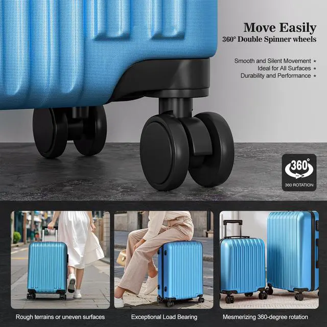 Alt view image 3 of 7 - Apelila 4PC 18-28 Inch Hardshell Luggage ABS Luggages Sets With Spinner Wheels Hard Shell Spinner Carry On Suitcase