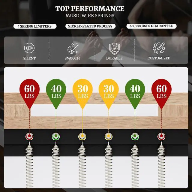 Alt view image 4 of 7 - Oarlike Wooden Pilates Reformer Machine 91" Foldable Home Gym Equipment with Adjustable Height, 500LBS Capacity, Jump Board & Smooth Wheels for Core Training