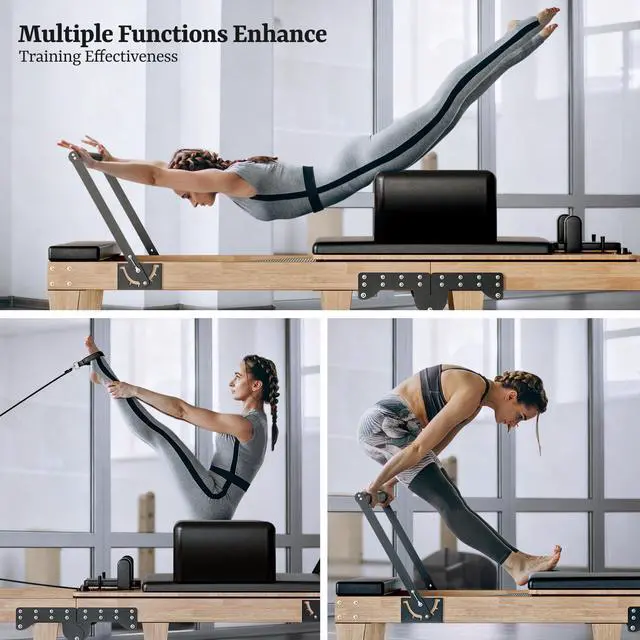 Main image of Oarlike Wooden Pilates Reformer Machine 91" Foldable Home Gym Equipment with Adjustable Height, 500LBS Capacity, Jump Board & Smooth Wheels for Core Training