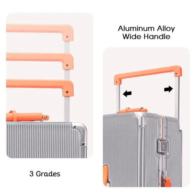 Alt view image 5 of 7 - Apelila 28 Inch Large Checked Luggage, Wide Handle Hardshell Suitcase with 8 Spinner Wheels, 116L Capacity for Family & International Travel, Cruise & Airline Approved, TSA Lock Silver