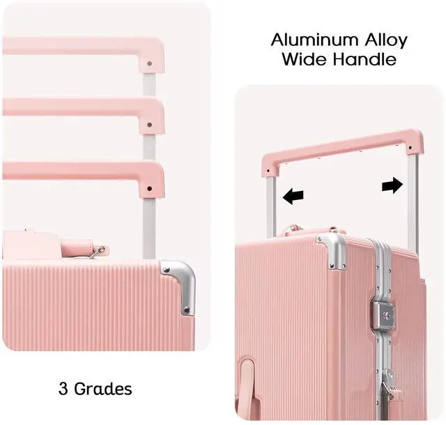 Alt view image 5 of 7 - Apelila 28 Inch Large Checked Luggage, Wide Handle Hardshell Suitcase with 8 Spinner Wheels, 116L Capacity for Family & International Travel, Cruise & Airline Approved, TSA Lock Pink