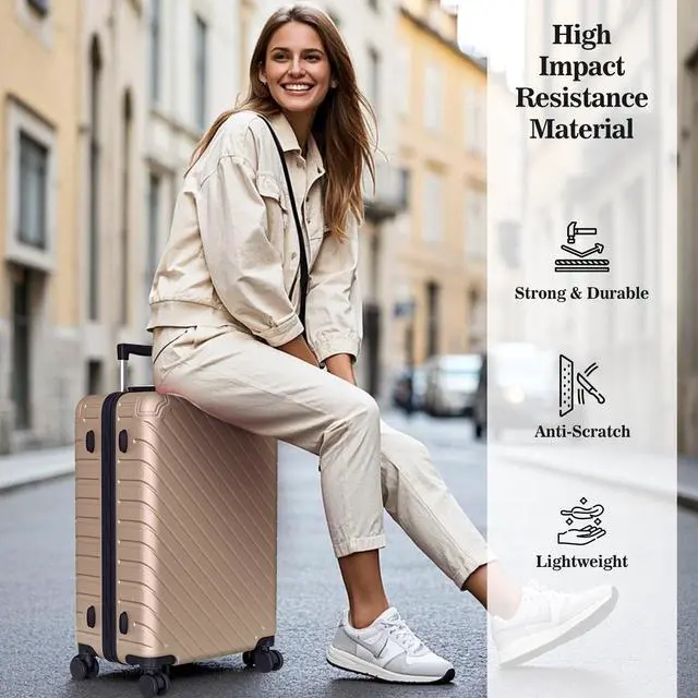 Alt view image 3 of 7 - Apelila 4-Piece Expandable Suitcase Set with TSA Lock, 20% More Capacity, 360° Spinner Wheels, Lightweight Hardshell Luggage Sets for Women & Men