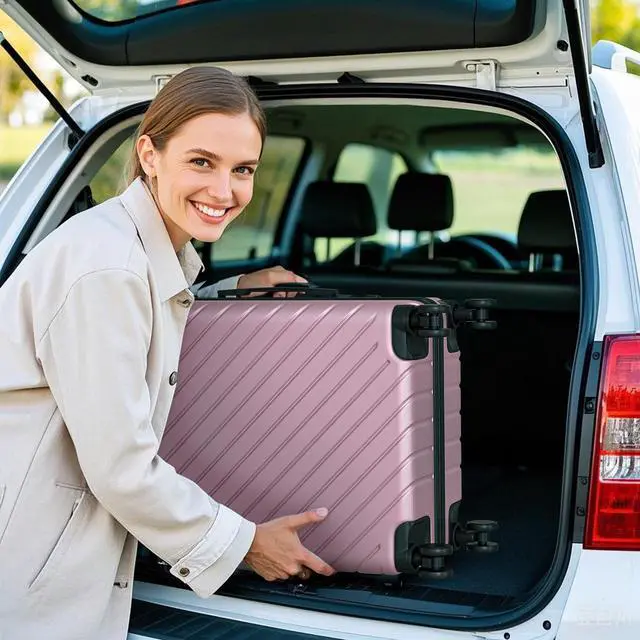 Alt view image 7 of 7 - Apelila 4-Piece Expandable Suitcase Set with TSA Lock, 20% More Capacity, 360° Spinner Wheels, Lightweight Hardshell Luggage Sets for Women & Men Light Pink