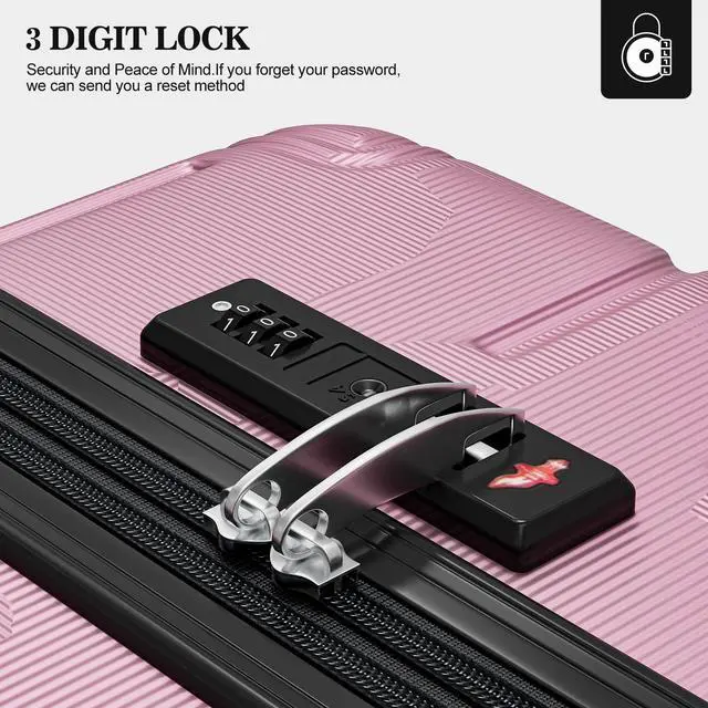 Alt view image 6 of 7 - Apelila 4-Piece Expandable Suitcase Set with TSA Lock, 20% More Capacity, 360° Spinner Wheels, Lightweight Hardshell Luggage Sets for Women & Men Light Pink