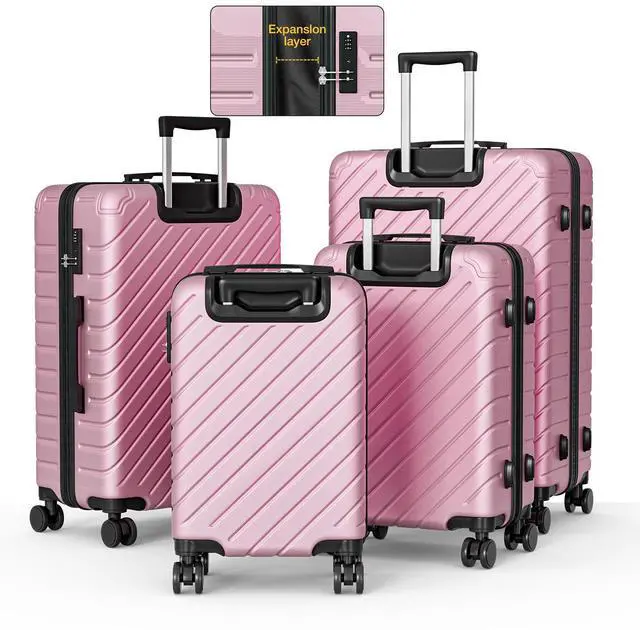 Main image of Apelila 4-Piece Expandable Suitcase Set with TSA Lock, 20% More Capacity, 360° Spinner Wheels, Lightweight Hardshell Luggage Sets for Women & Men Light Pink