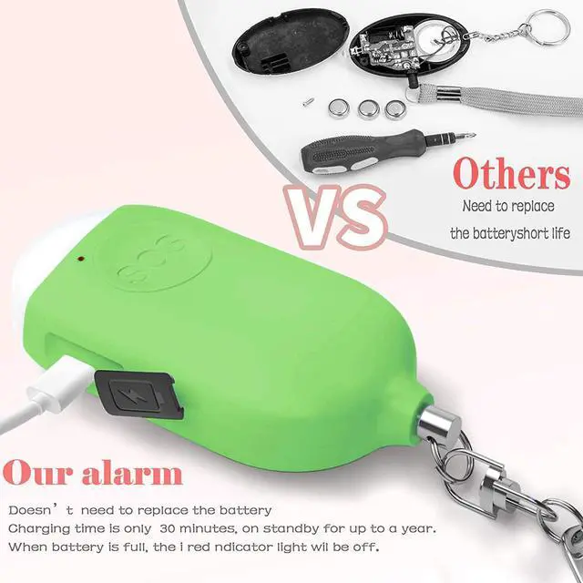 Alt view image 3 of 6 - Safesound Personal Alarm Siren - 130dB Portable Rechargeable Self Defense Alarm Keychain with LED Flashlight - Security Protection Devices for Women Girls Kids and Elderly